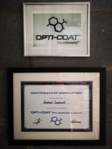certificate of completion opti-coat pro application course with opti-coat logo